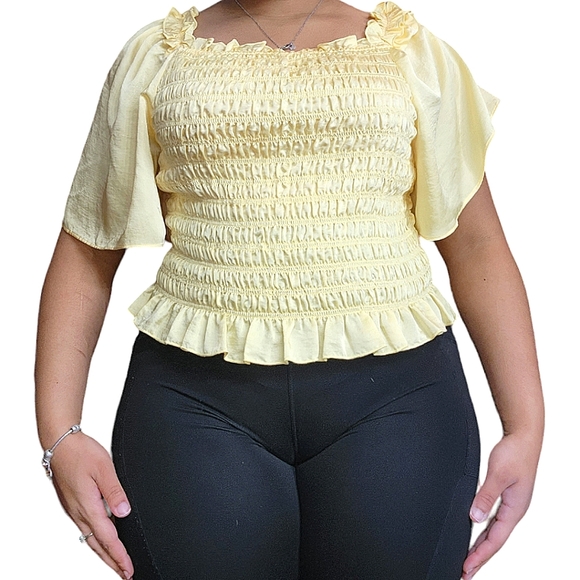 Ann Taylor Tops - ☆Ann Taylor Yellow Smock Peplum Blouse☆